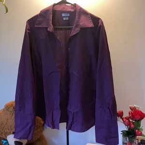 2 button front shirts. One pink one purple both size L